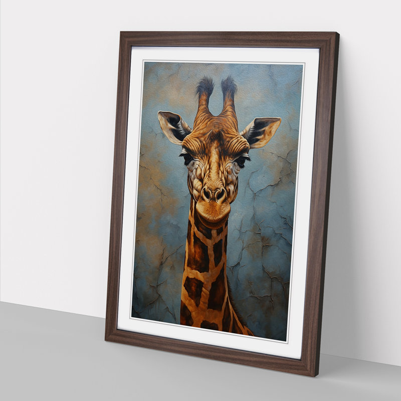 Giraffe Hard Edge Painting - Framed Print, Walnut Framed, 34cm H x 25cm W
