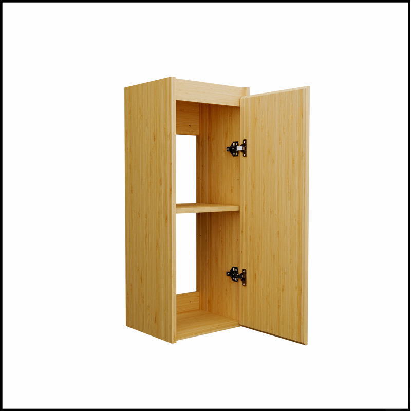 Armoire murale grande capacité en bambou pressé latéralement, idéale pour un rangement organisé et une décoration intérieure rustique.