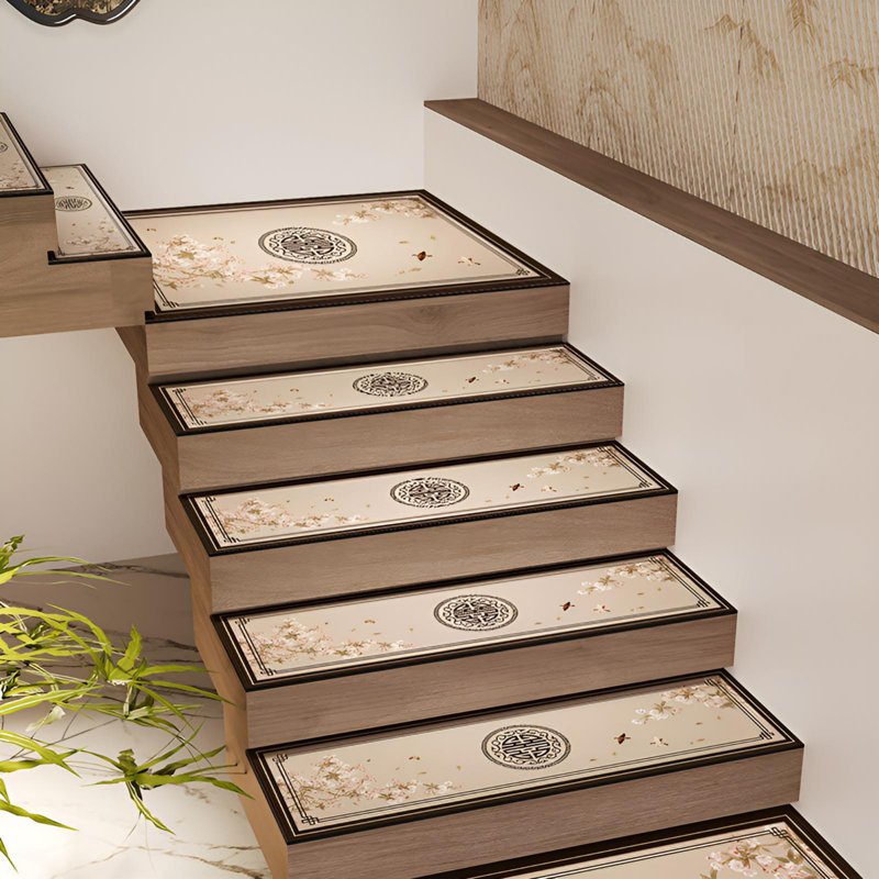 Tapis d'escalier antidérapant de style chinois moderne