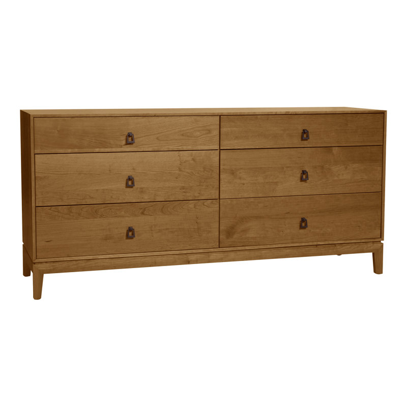 Mansfield Solid Wood 66.13'' W 6 - Drawer Dresser, Saddle Cherry