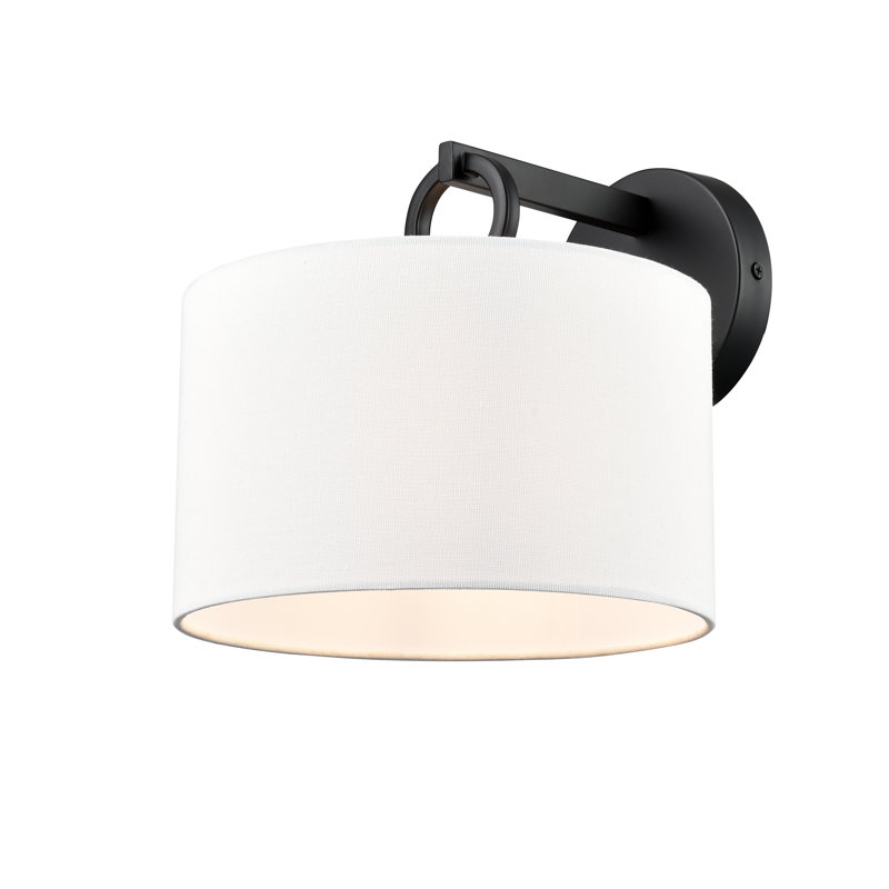 Karnesia 9.6" Tall Steel Armed Sconce, Matte Black