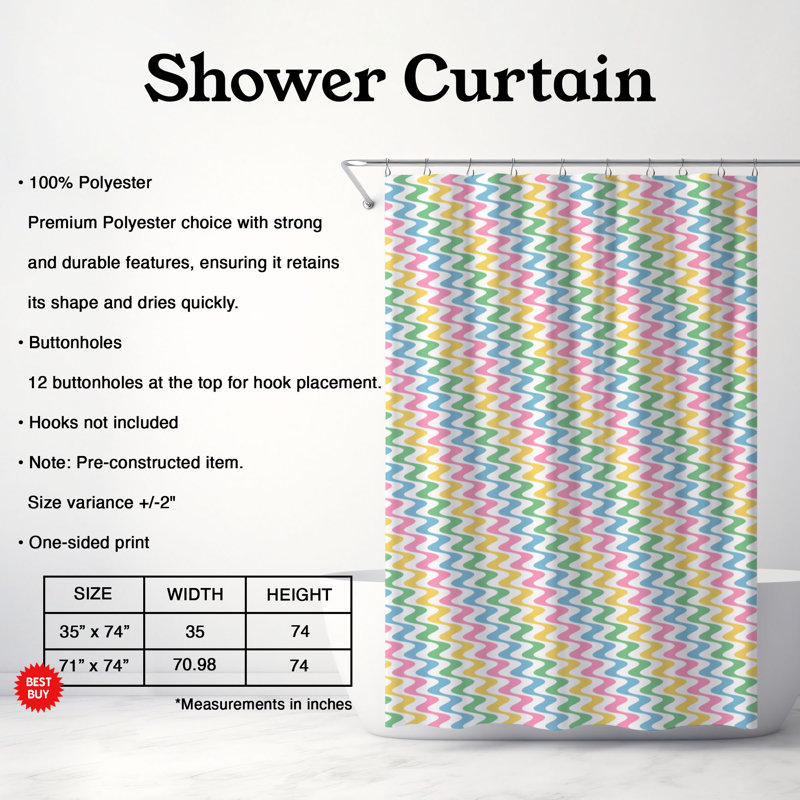 Rideau de douche Bunny, H 74 po x l 71 po