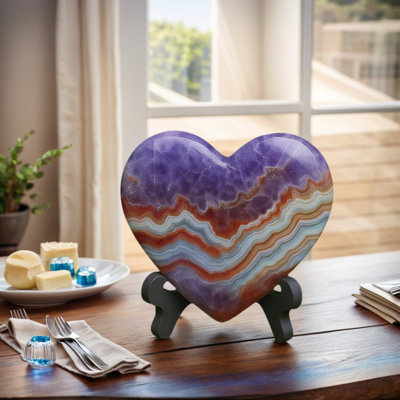 Amethyst Agate Heart， 400-500G，Home Decoration, Home Ornaments, Holiday Gifts, Valentine's Day Gifts