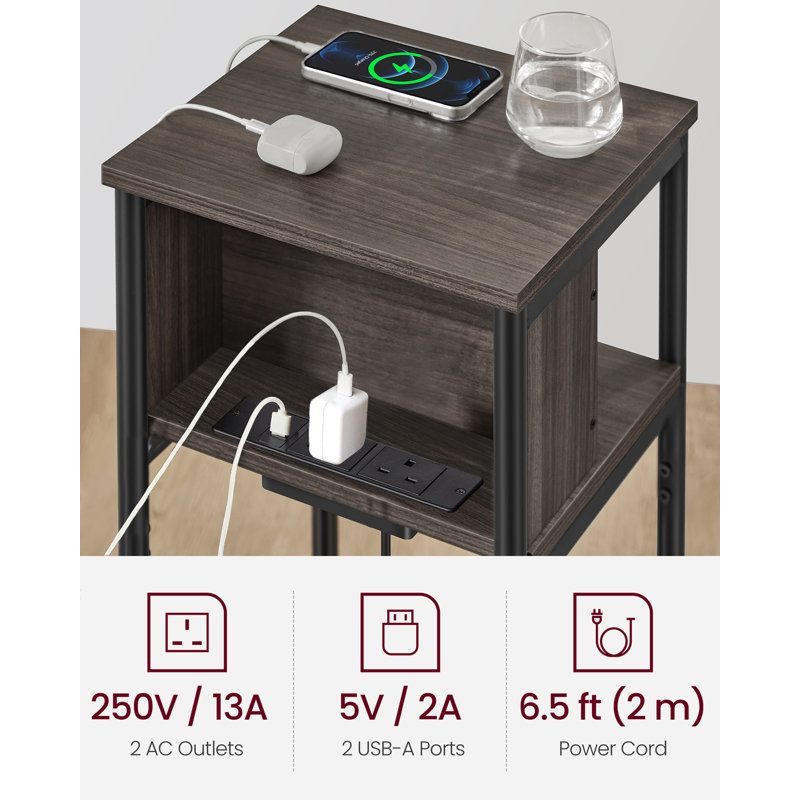 Alberdina End Table with Built-In Outlets