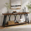 Console industrielle extra longue 70,9 po, canapé-lit étroit derrière le canapé avec tablettes de rangement à 2 niveaux, table d'appoint pour l'entrée et le couloir pour le salon, brun rustique avec structure en métal noir-760037033-760037037-760037203