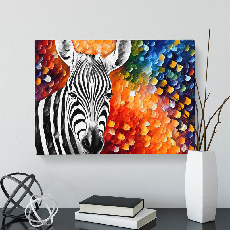 Zebra Art Painting Abstract - Wrapped Canvas, 40cm H x 60cm W