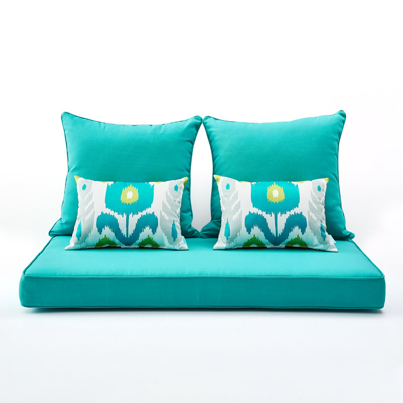 Outdoor 4'' Bench Seat / Back Cushion, Aqua