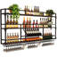 Support à vin mural en métal 31 pouces avec lumière DEL - Support à vin à 3 niveaux avec support en verre - Présentoir à bouteilles peu encombrant-520062974