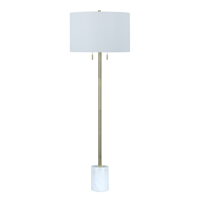 61.5" Satin Brass & Marble Floor Lamp