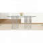 Table de salle à manger ovale en verre trempé avec base double colonne argentée (71 po, sièges 6-8)-231700888