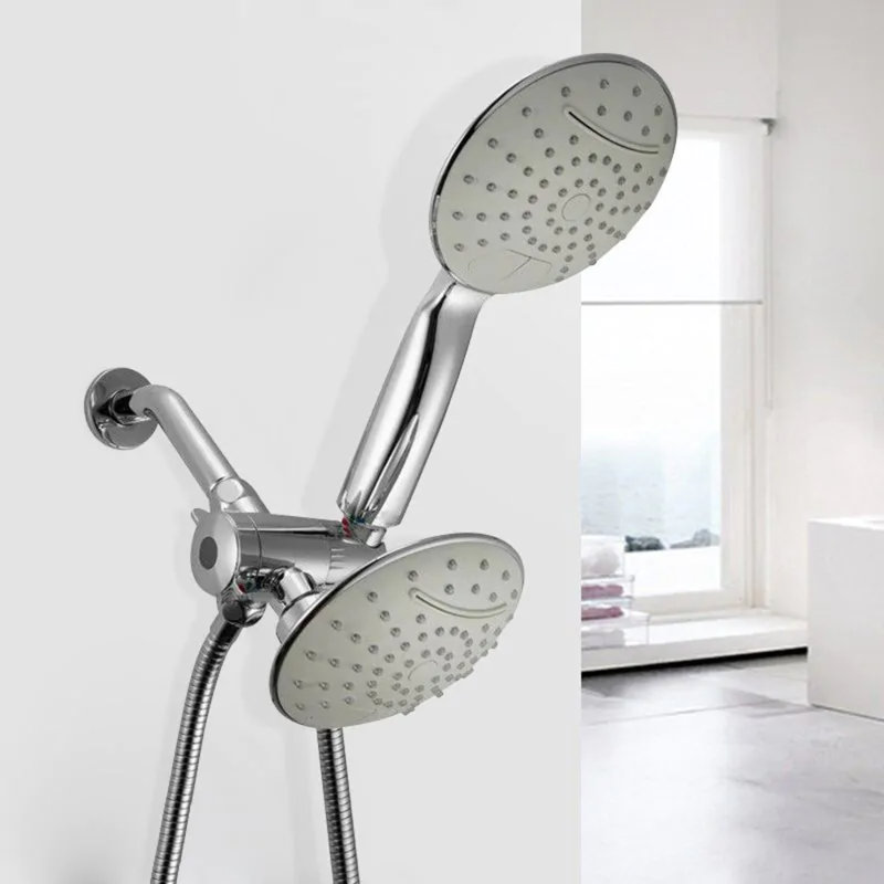 "Douche de pluie murale et cascade double chromée Juno - expérience de spa multifonctionnelle