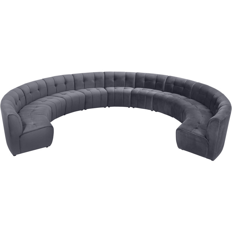 Jedson Velvet Sectional Symmetrical, Grey Velvet