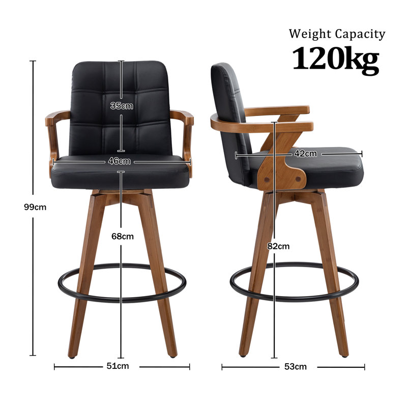 Howley 68.1cm Swivel Bar Stool, Black