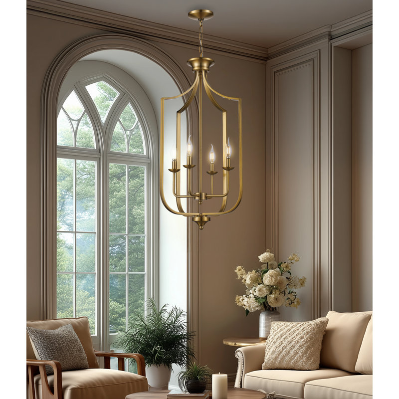 4-Light Chandelier, Grand, Or antique