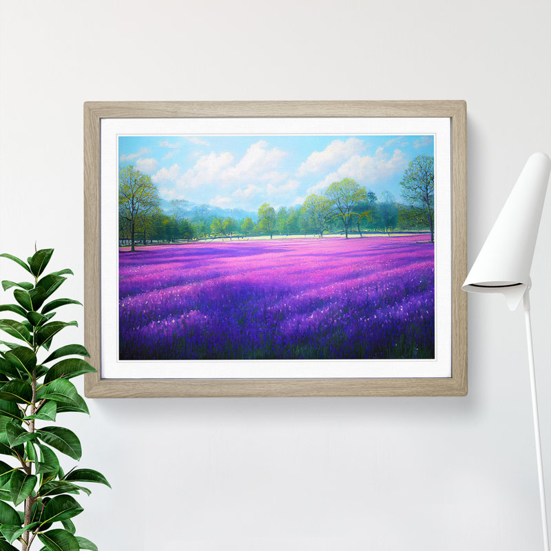 Stimulating Bluebell Field - Framed Print, 46cm H x 64cm W x 2cm D, Oak