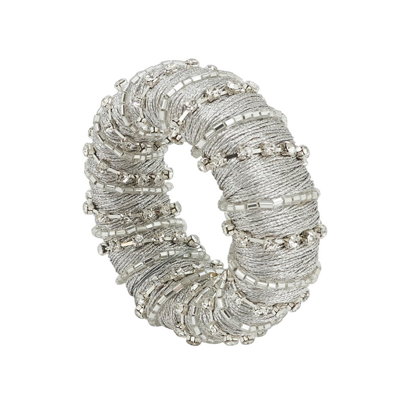 Fer, porte-serviette perles de verre, Argent