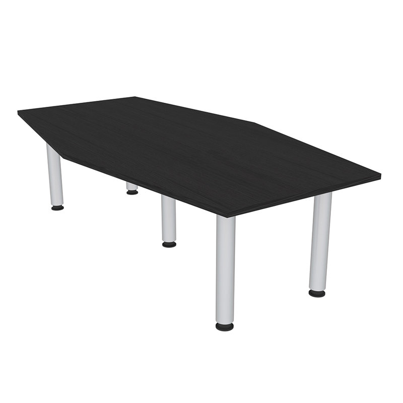 Table hexagonale avec pieds Nyemia, L 84 po x l 48 po, Cyprès noir, Argent argent