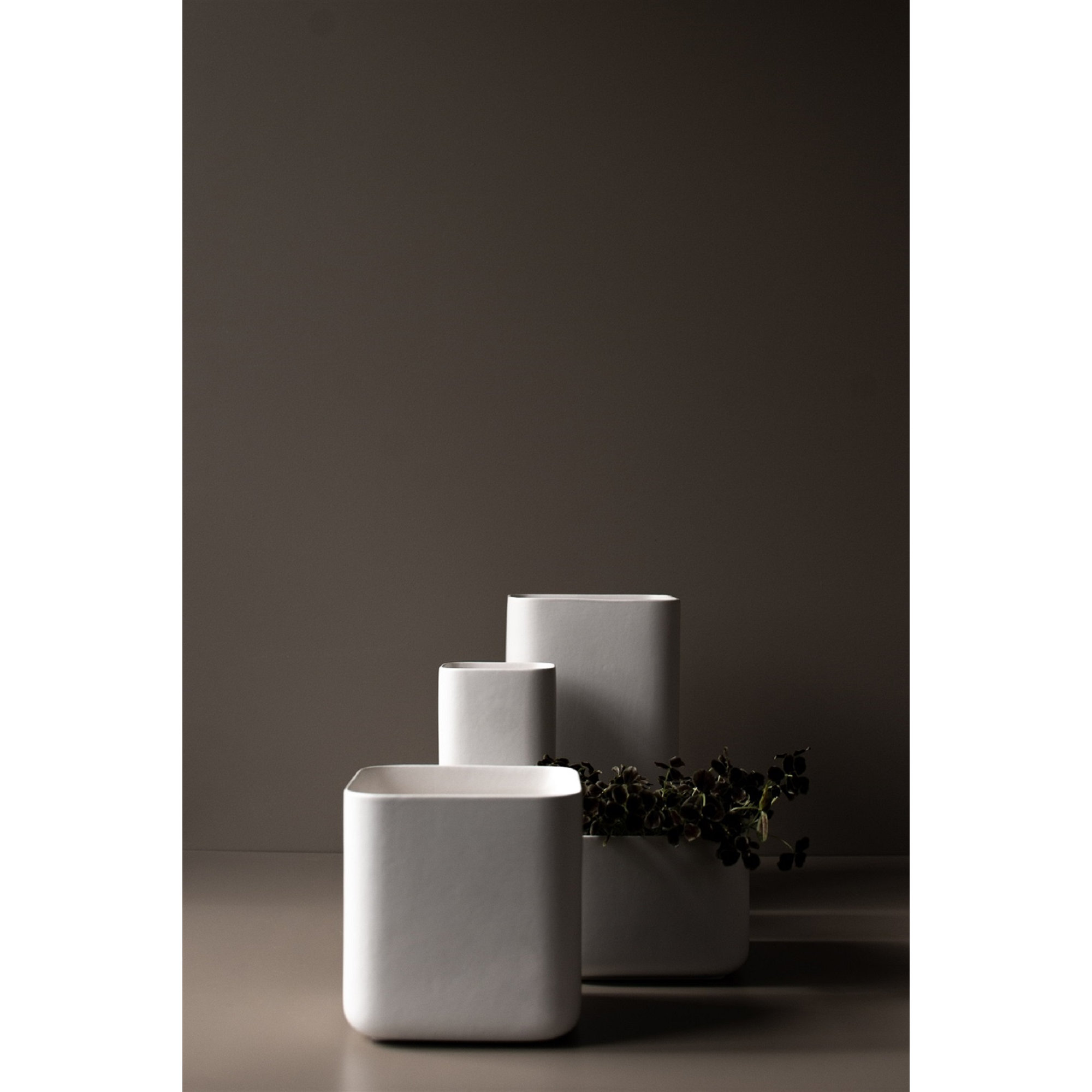 Dan Ceramic Table Vase, White, 5.91" H x 5.11" W x 5.11" D