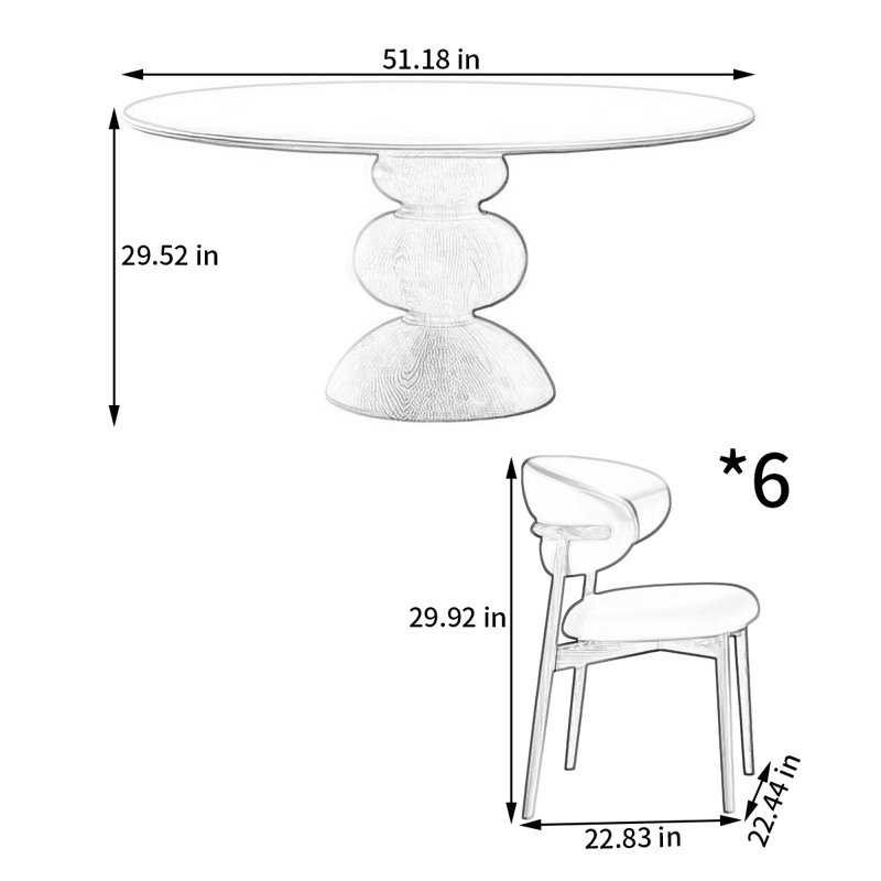 Ensemble de table de salle à manger et de chaises French French, H 29,52 po x L 51,18 po x l 51,18 po