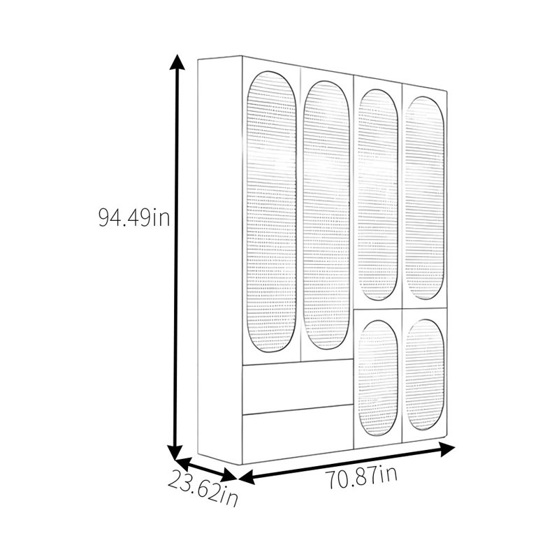 Garde-robe simple et classique, H 94,49 po x l 70,87 po x P 23,62 po