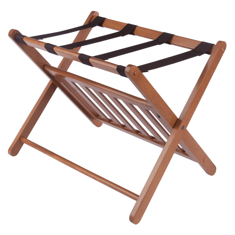 Reese Luggage Rack With Shelf, , Brown