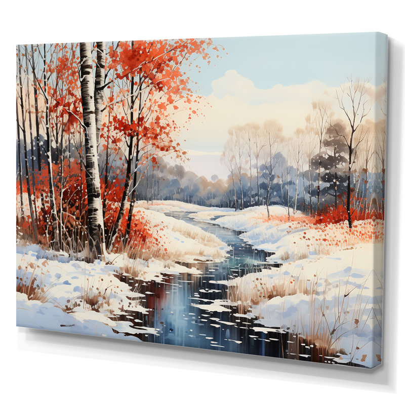 Winter Landscape Frozen River I, reproduction d'art sur toile, H 30 po x l 40 po x P 1,5 po, Toile tendue