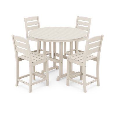 Lakeside 5-Piece Farmhouse Round Side Chair Counter  Set