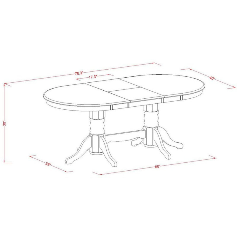 7 Piece Dining Room Furniture Set Consist of an Oval Wooden Table with Butterfly Leaf and 6 Shitake Linen Fabric Parson Chairs, Linen White