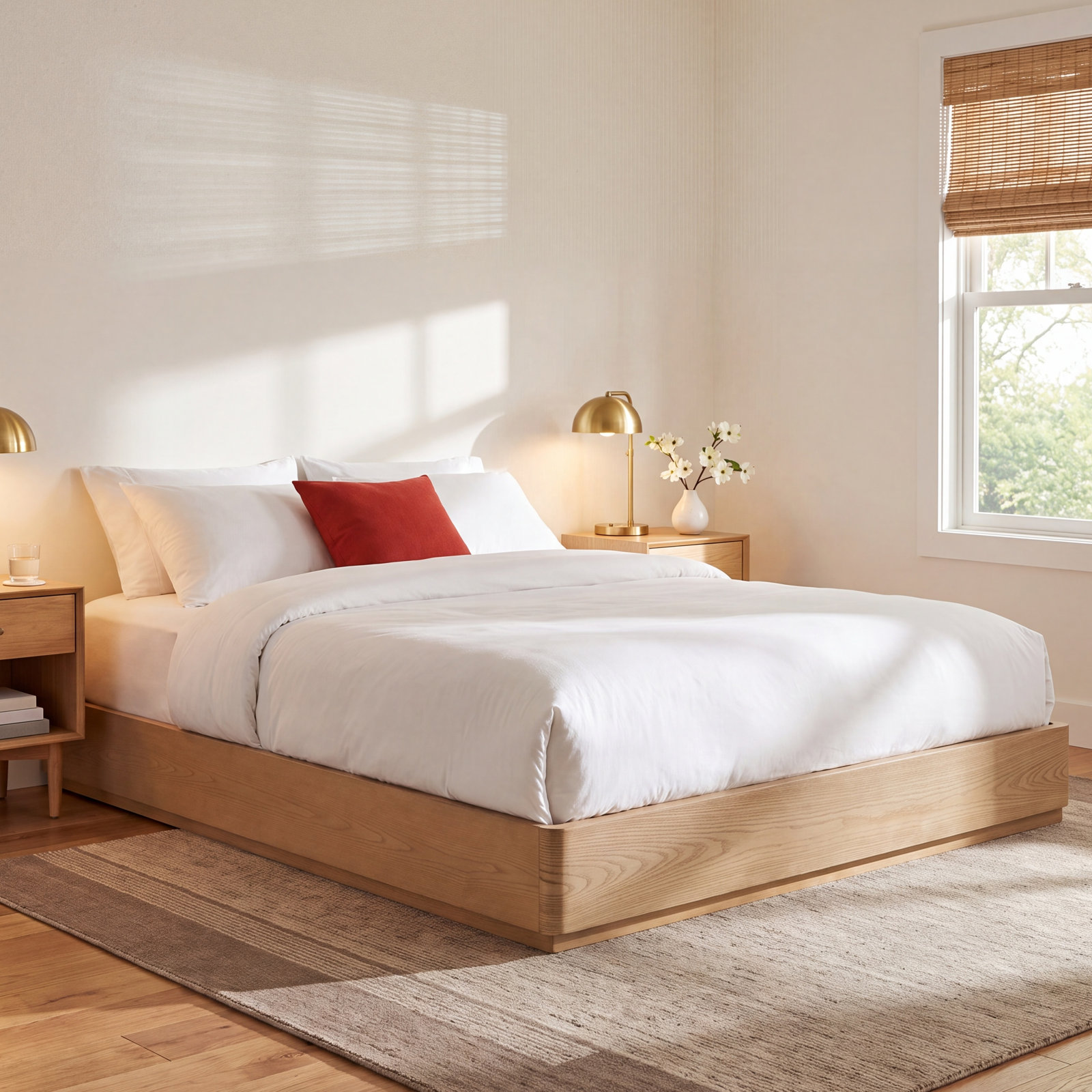 Arland Decarla Wood Bed Frame, Natural, Queen