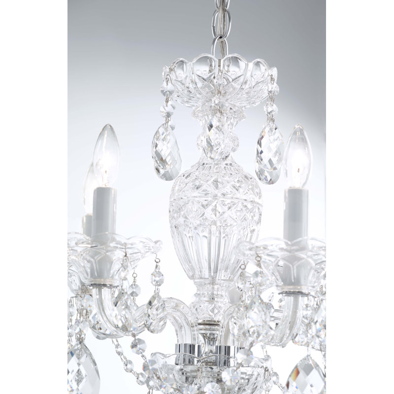 Sterling 5 - Light Glass Chandelier, Strass Clear, Polished Silver