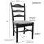 Chaise de salle à manger à dossier échelle classique blanc 16 po avec structure en bois franc durable-90611725