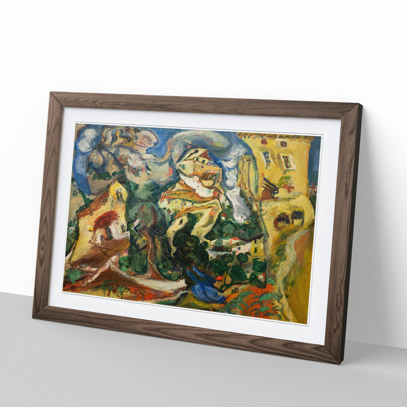 The Village by Chaim Soutine - Picture Frame Painting, Walnut Framed, 27cm H x 36cm W x 2cm D