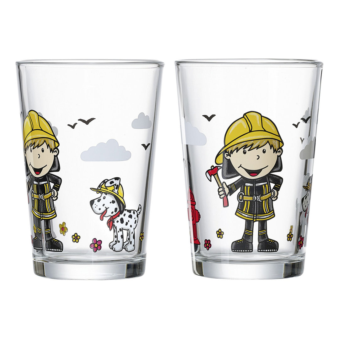 3er-Set Kinder-Trinkglas Feuerwehrmann 205 ml