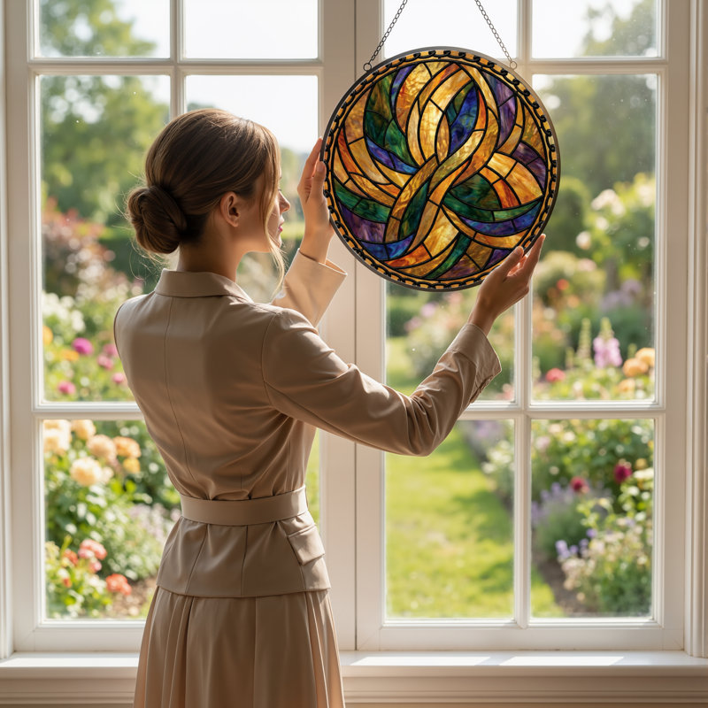 Panneau de vitrail 12 "H Celtic Knot, H 12 po x l 12 po