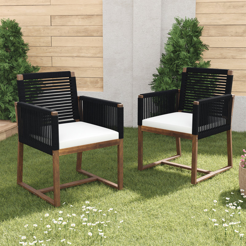 Ensemble de 2 chaises de salle à manger d'extérieur (excluant la table), Noir