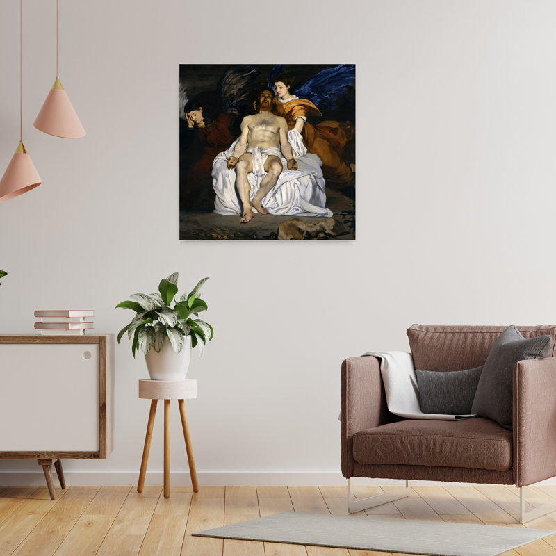 The Dead Christ With Angels Classic Abstract Contemporary Wall Art Print by Edouard Manet - Wrapped Canvas Print