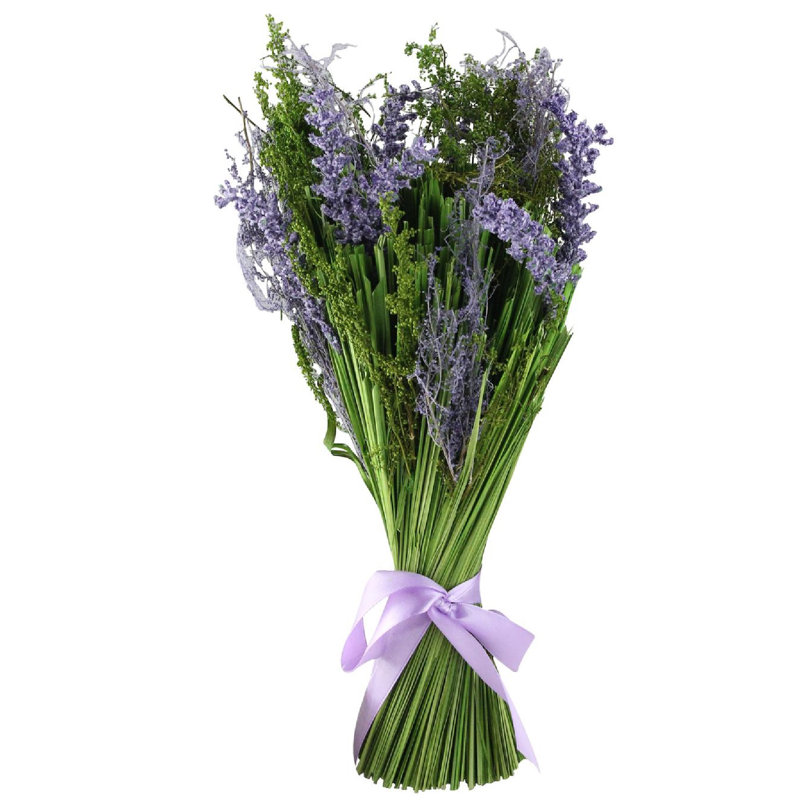 Ensemble de fleurs de mauve 14 po mauve et vert avec bouquet de fleurs assorties