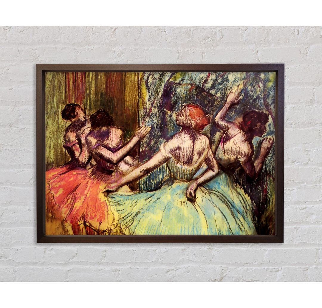 Vier Tänzer hinter den Kulissen von Edgar Degas - Einzelbildrahmen Kunstdrucke auf Leinwand