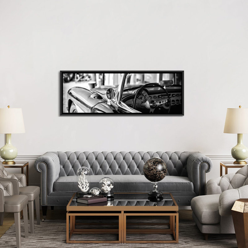 Classic corvette chevrolet, reproduction de photo sur toile tendue, H 20 po x l 60 po x P 1,5 po, Toile avec cadre noir