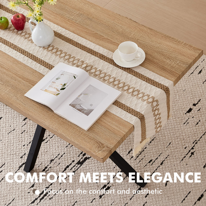 Modern Minimalist Rectangular Dining Table - Dining Table - For 4-6 People , Light Yellow Wood