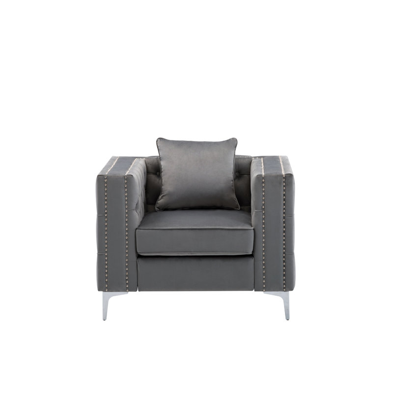 Velvet Armchair, Gray
