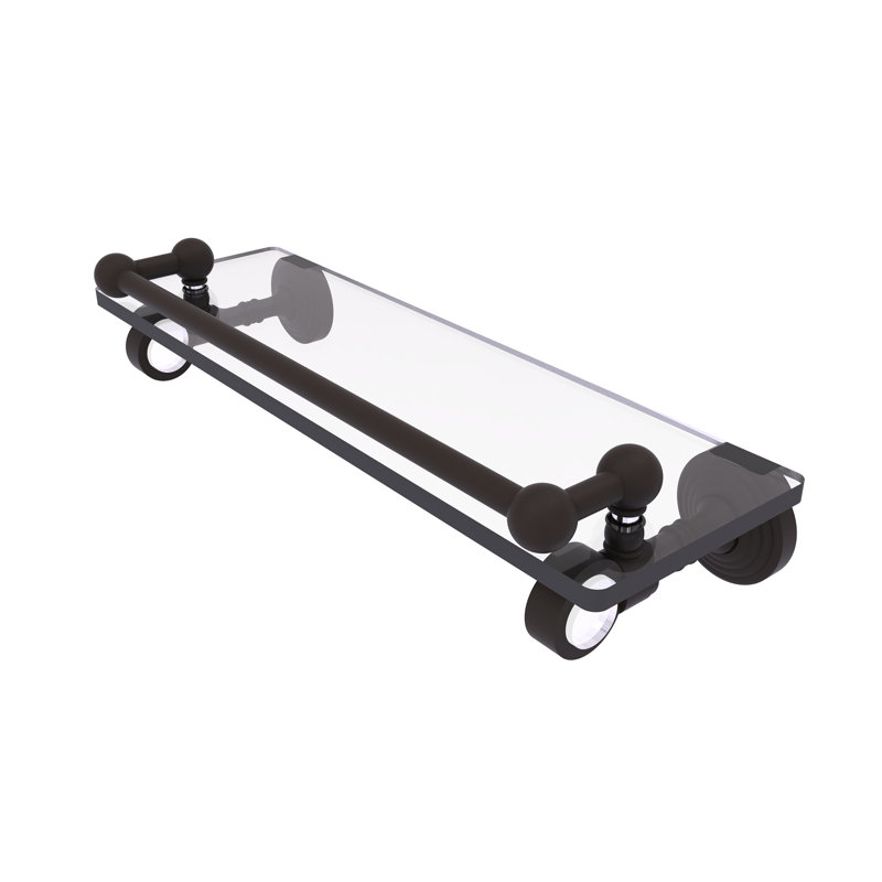 Jarrell Glass Bracket Shelf with Towel Bar, Oil Rubbed Bronze, 3.5" H x 16" W x 5.5" D