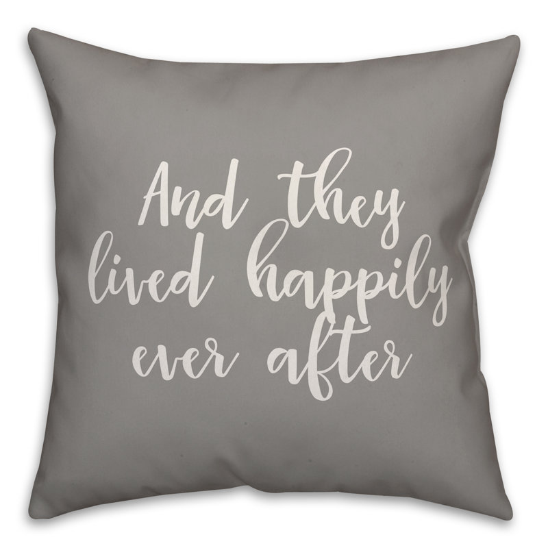  Coussin And And Lives Happily Ever After, Gris, Housse de coussin