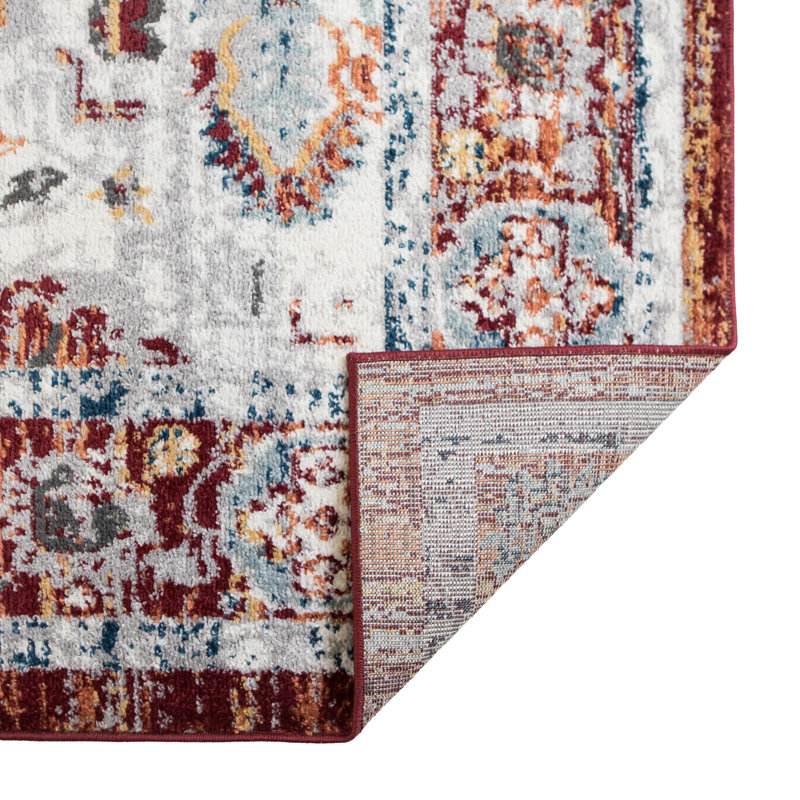 Tapis traditionnel rouge / jaune Traditional, Tapis de couloir 2 pi 6 po x 10 pi 3 po