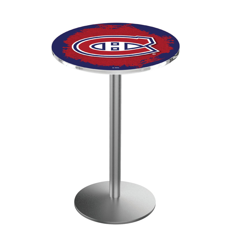 NHL Round Metal Base Dining Table, Stainless Steel, Montreal Canadiens