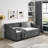 Twin Size Daybed With Twin Size Trundle Upholstered Tufted Sofa Bed, With Button On Back And Copper Nail On Waved Shape Arms, (80.5"X41"X30.5")-590417456