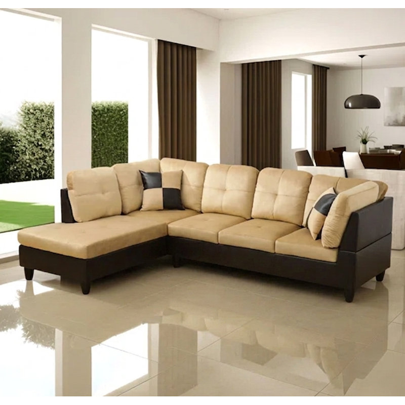 Larelle 103.5" Wide  Sofa & Chaise, Left Hand Facing, Beige Microfiber/Microsuede