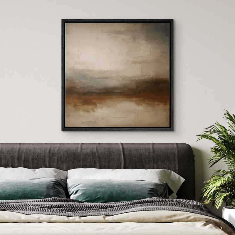 Reproduction de paysage abstrait encadrée d'art mural sur toile pour un décor rétro, Noir, H 16 po x l 16 po