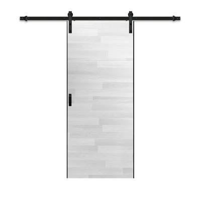 36in X84in Walnut Wood Finish Ready To Assemble Barn Door With Hardware Kit