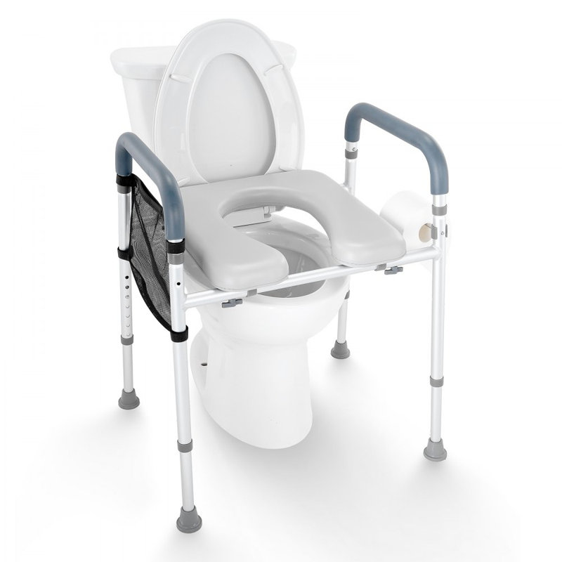 Raised Toilet Seat, 7-Position Height Adjustment 19.3" - 25.2", 350lbs Weight Capacity